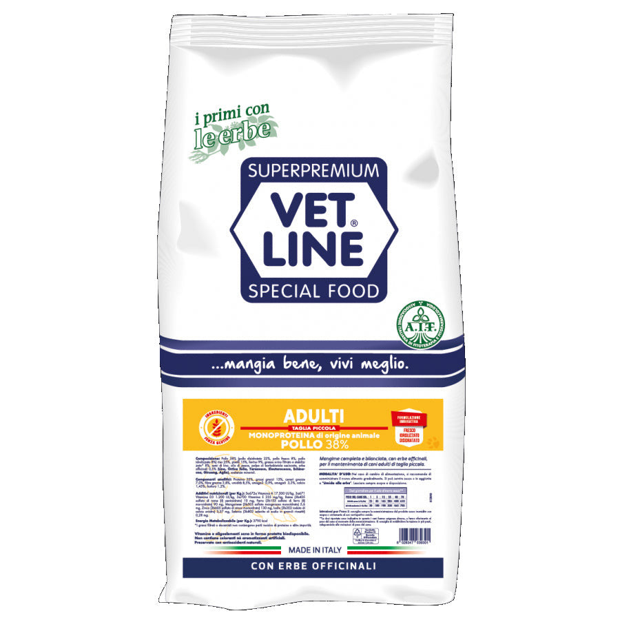 Vet Line Crocchette Cane Adulto taglia Piccola - Pollo 3 Kg Vet Line Crocchette Cane Adulto taglia Piccola - Pollo 3 Kg